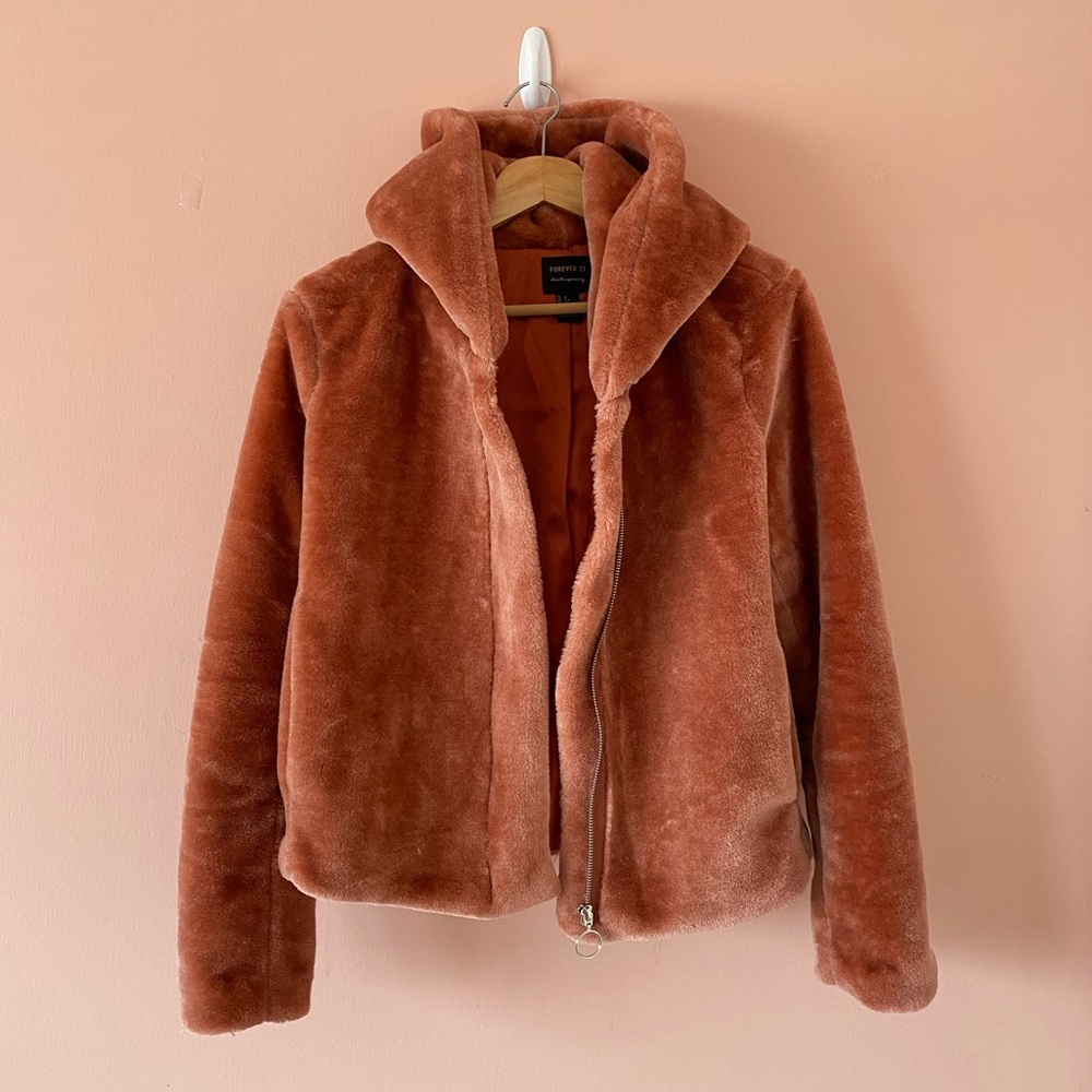 Pink fuzzy coat